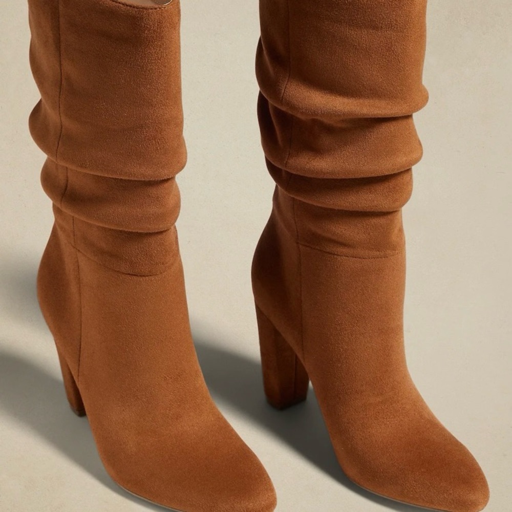 NIB BROWN VEGAN LEATHER SLOUCHY BOOT size 7 1/2